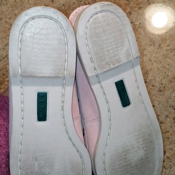 EUC L.L. Bean Pale Pink Leather Boat Shoes 7.5 - Picture 6 of 11